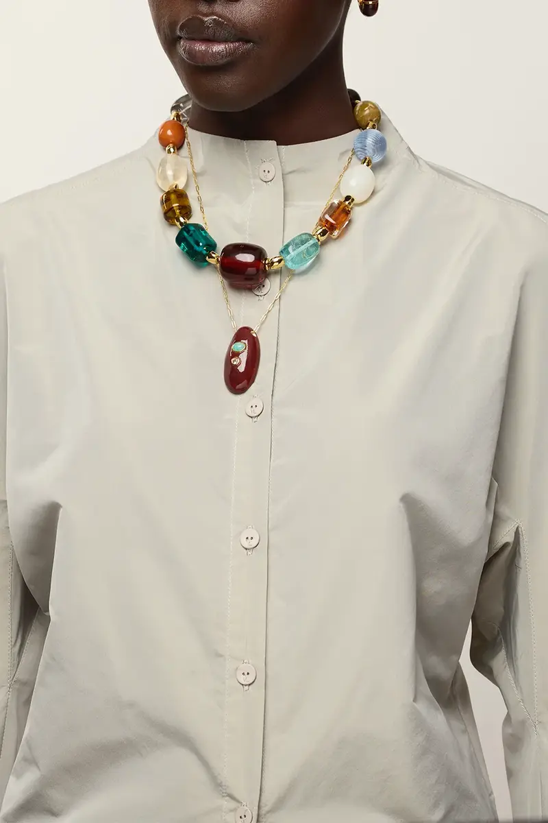 Lizzie Fortunato Acrobat Tiger Eye Crysal Beaded Collar Necklace | Thumbnail 2