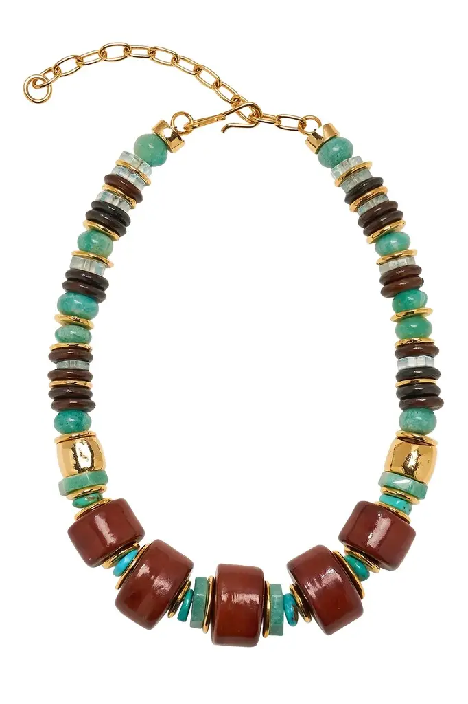 Granada Porcelain Turquoise Beaded Necklace Granada Porcelain Turquoise Beaded Necklace