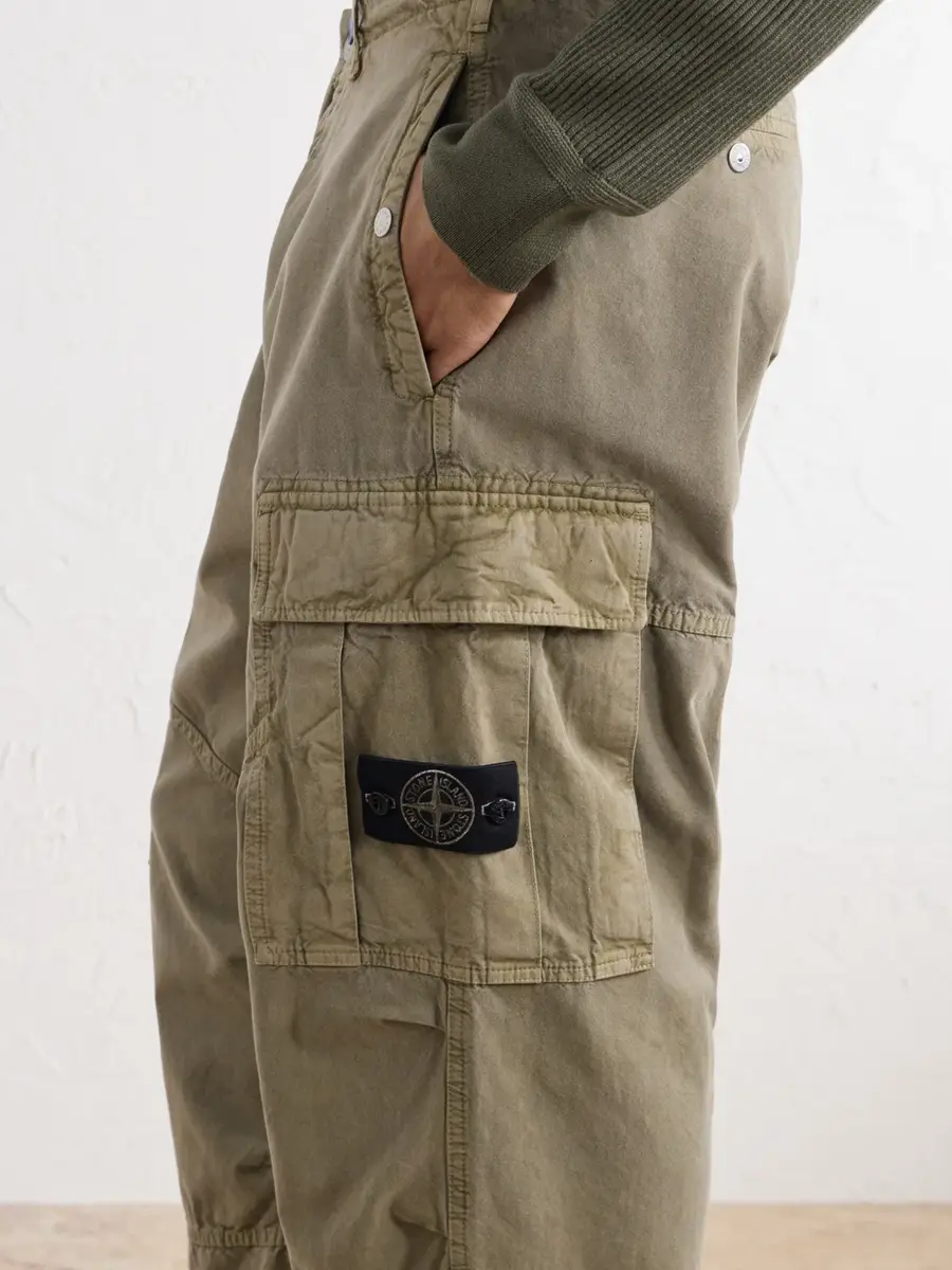 Stone Island Wide-Leg Garment and Mineral-Dyed Panama Cotton and Lyocell-Blend Cargo Trousers - Men | Thumbnail 5 Stone Island Wide-Leg Garment and Mineral-Dyed Panama Cotton and Lyocell-Blend Cargo Trousers - Men | Thumbnail 5