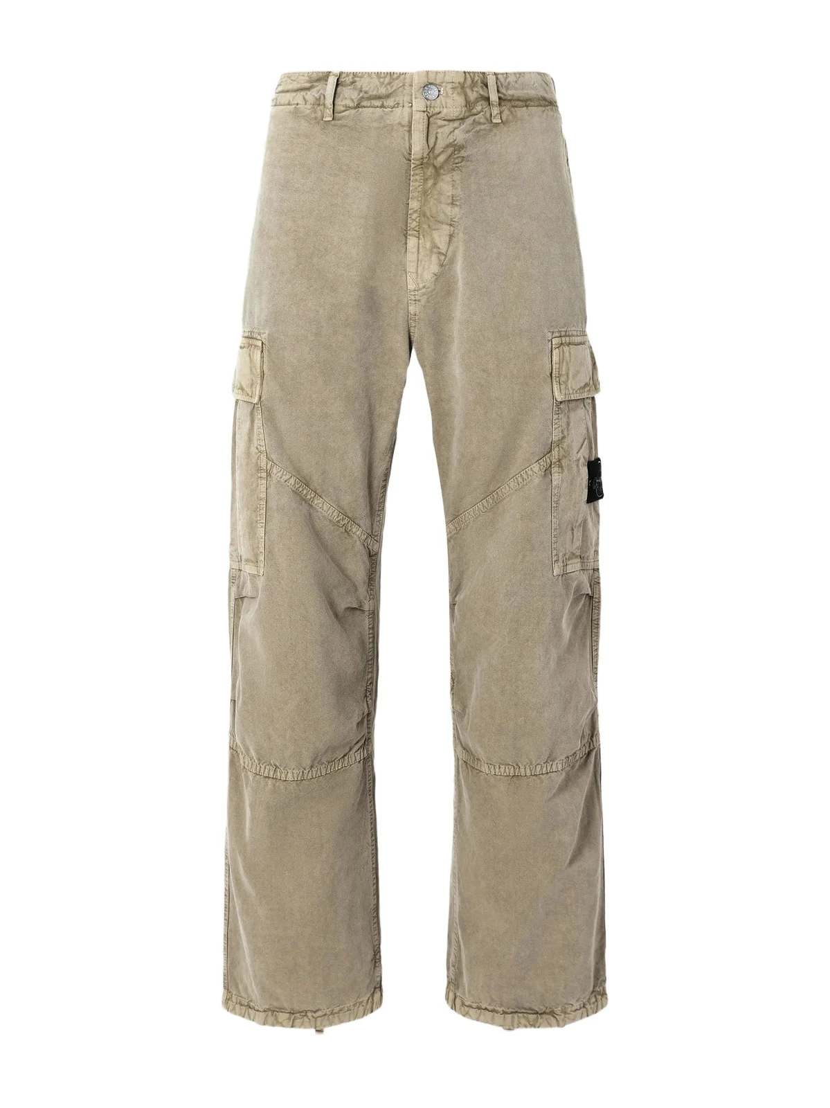 Stone Island Wide-Leg Garment and Mineral-Dyed Panama Cotton and Lyocell-Blend Cargo Trousers - Men