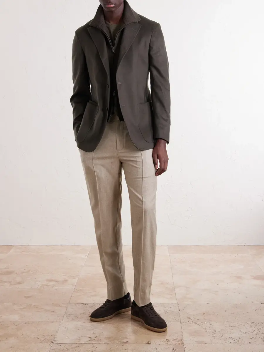 Zegna Straight-Leg Wool, Cashmere and Silk-Blend Trousers - Men | Thumbnail 2 Zegna Straight-Leg Wool, Cashmere and Silk-Blend Trousers - Men | Thumbnail 2