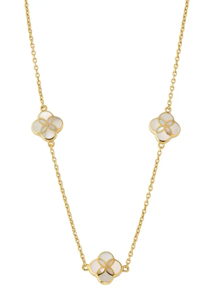 Jan Leslie Triple Petal Gemstone Station Necklace