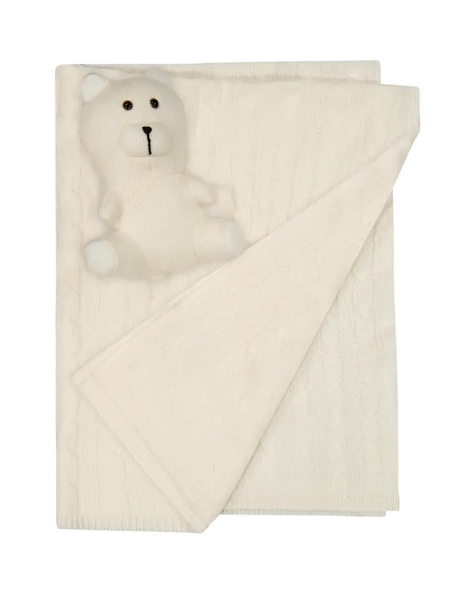 Sofia Cashmere Pure Cashmere Cable Baby Blanket and Teddy Bear Set | Thumbnail 2 Sofia Cashmere Pure Cashmere Cable Baby Blanket and Teddy Bear Set | Thumbnail 2