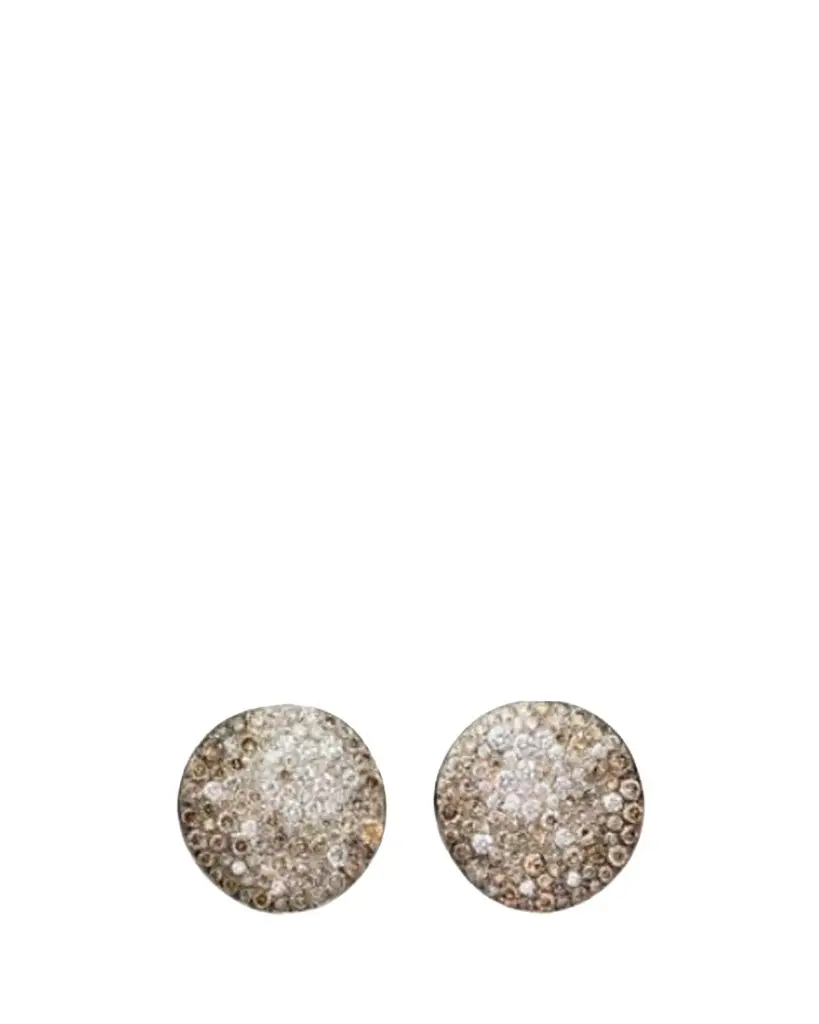 Sabbia 18K Rose Gold Brown and White Diamond Disc Earrings