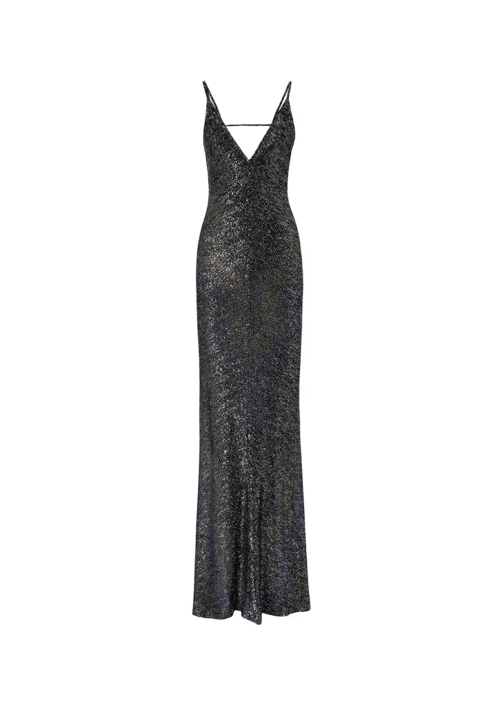 Missoni Plunging Degrade Sequin Knit Backless Maxi Dress