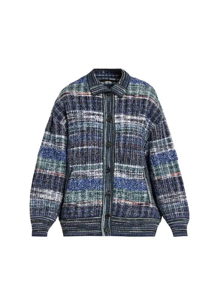 Striped Wool Oversized Turtleneck Cardigan Striped Wool Oversized Turtleneck Cardigan