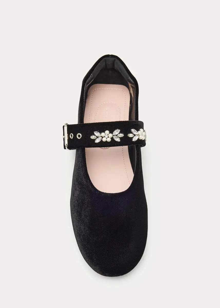 Simone Rocha Embellished Velvet Mary Jane Ballerina Flats | Thumbnail 5