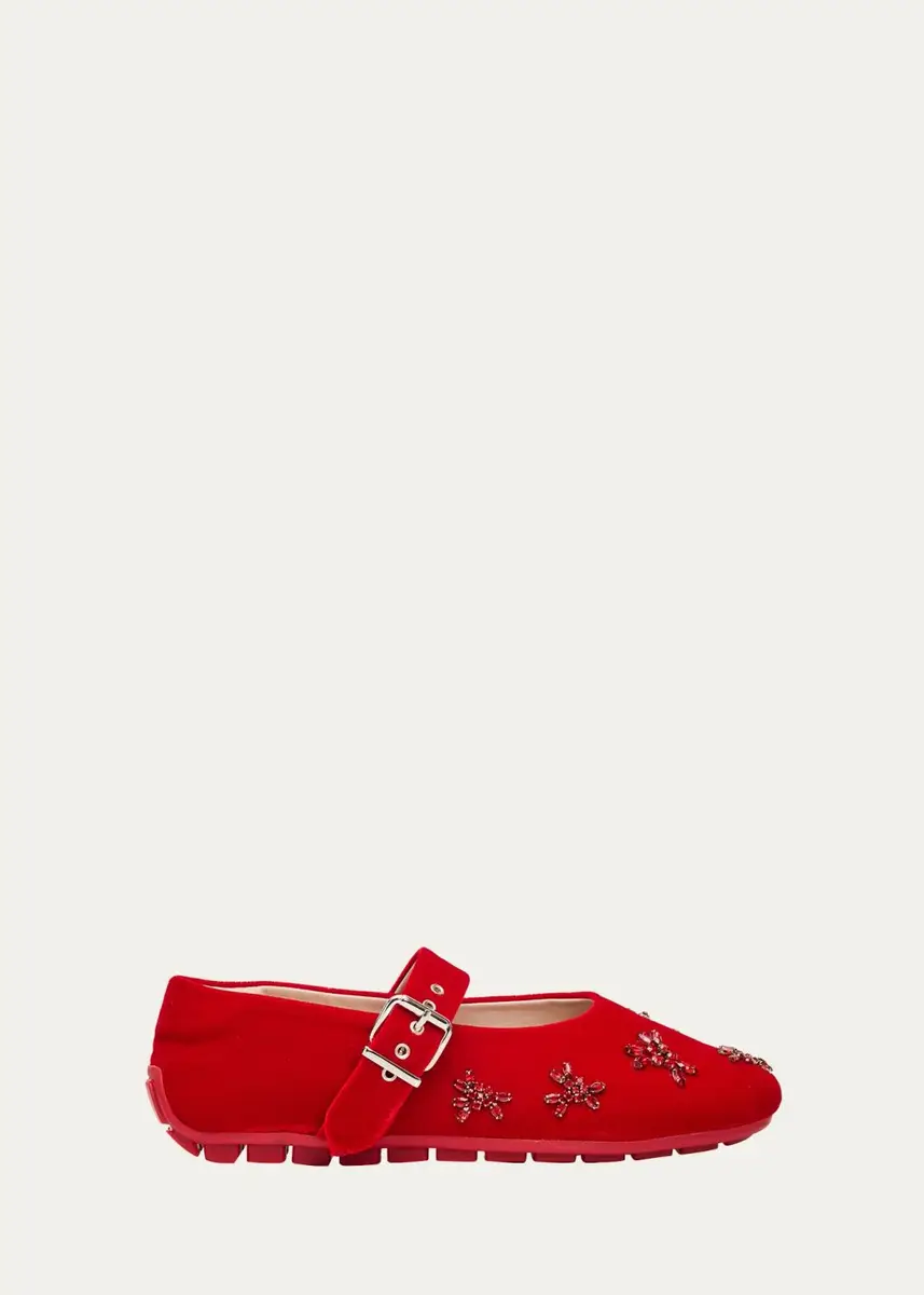 Simone Rocha Embellished Velvet Mary Jane Ballerina Flats | Thumbnail 6