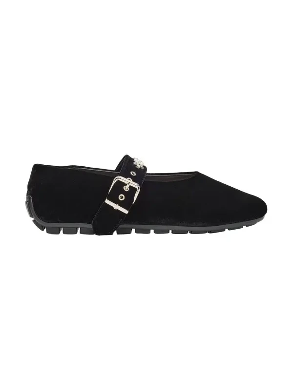 Embellished Velvet Mary Jane Ballerina Flats Embellished Velvet Mary Jane Ballerina Flats