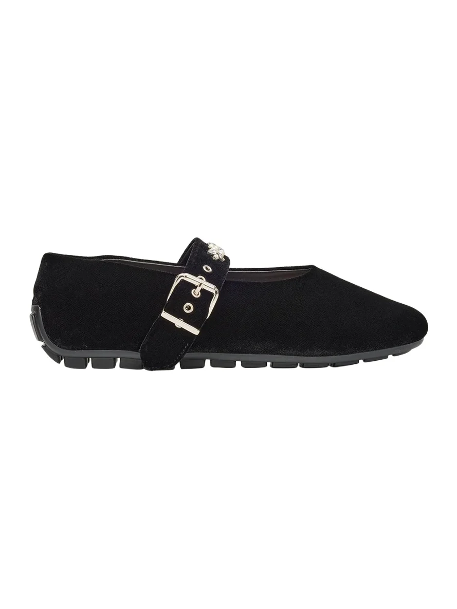 Simone Rocha Embellished Velvet Mary Jane Ballerina Flats