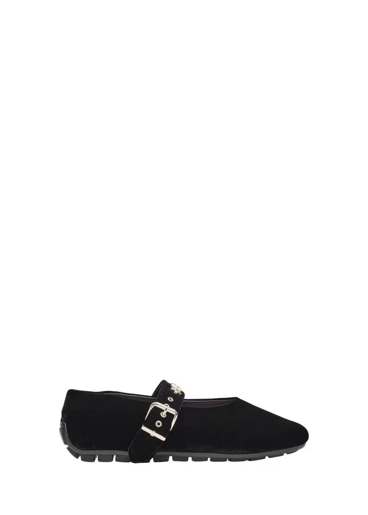 Simone Rocha Embellished Velvet Mary Jane Ballerina Flats