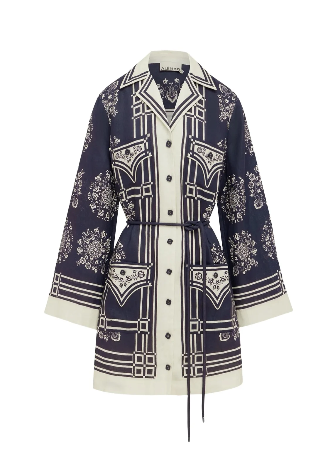ALÉMAIS Banderrra Belted Linen Mini Dress