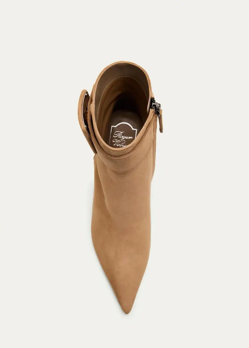 Roger Vivier Viv Ville 85MM Buckle-Detail Suede Ankle Boots | Thumbnail 5 Roger Vivier Viv Ville 85MM Buckle-Detail Suede Ankle Boots | Thumbnail 5