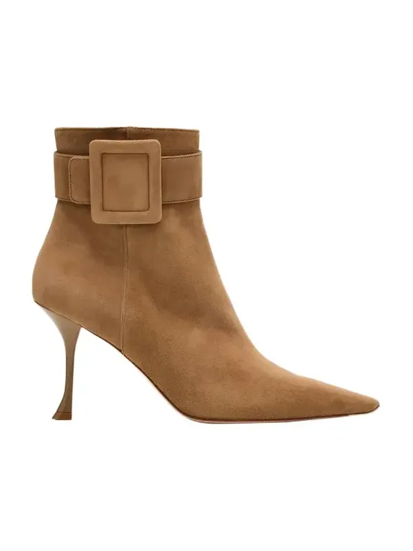 Viv Ville 85MM Buckle-Detail Suede Ankle Boots
