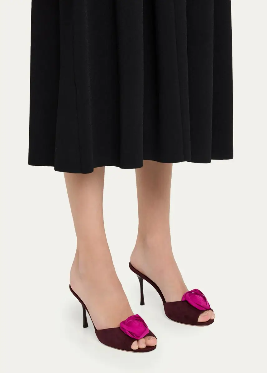 Roger Vivier 85mm Epine Rose Suede Mules | Thumbnail 2 Roger Vivier 85mm Epine Rose Suede Mules | Thumbnail 2