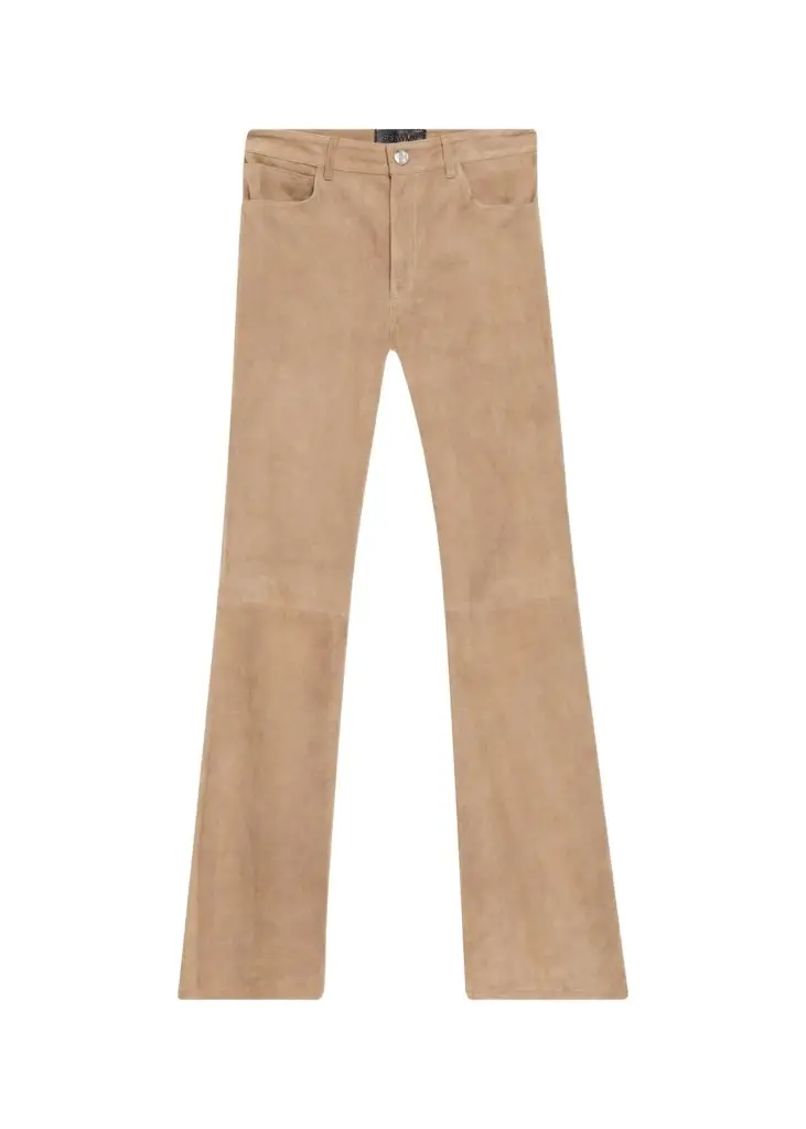 Sprwmn 5 Pocket Mid-Rise Suede Flared Pants
