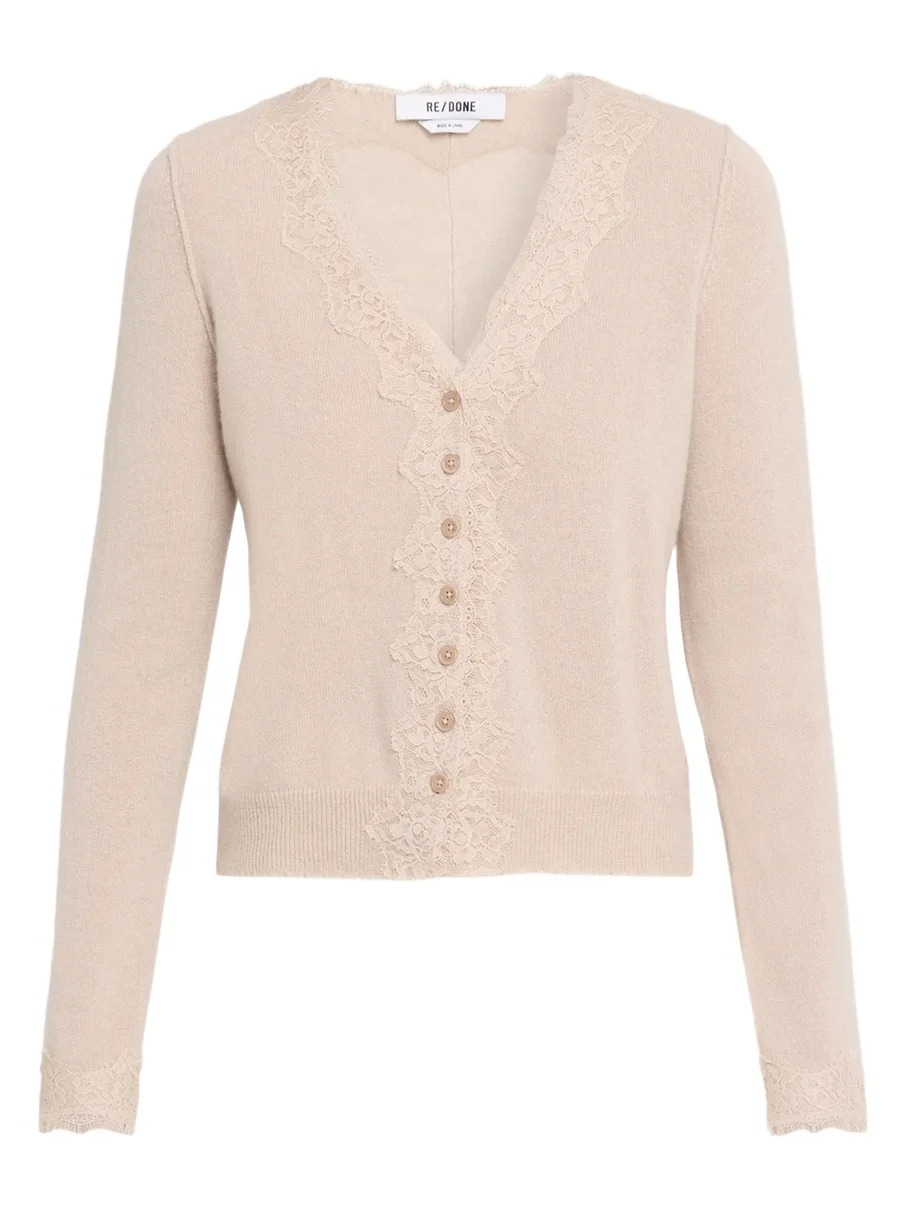 Ruby Lace-Trim Cashmere Cardigan