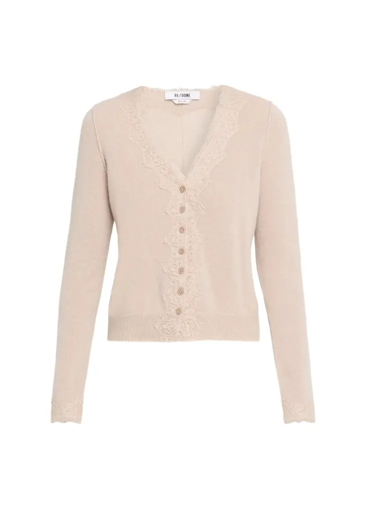 Ruby Lace-Trim Cashmere Cardigan