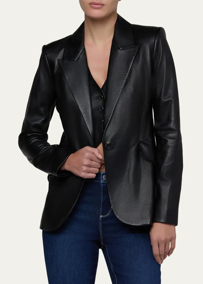 L'Agence Chamberlain Leather Single-Breasted Blazer | Thumbnail 4 L'Agence Chamberlain Leather Single-Breasted Blazer | Thumbnail 4