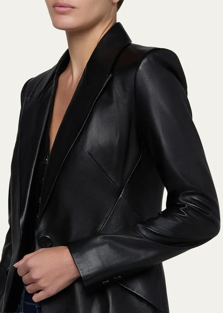 L'Agence Chamberlain Leather Single-Breasted Blazer | Thumbnail 5 L'Agence Chamberlain Leather Single-Breasted Blazer | Thumbnail 5
