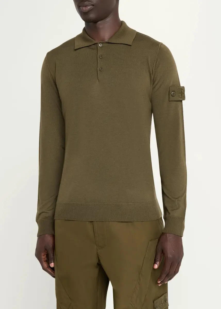 Stone Island Men's Wool Polo Sweater | Thumbnail 4 Stone Island Men's Wool Polo Sweater | Thumbnail 4