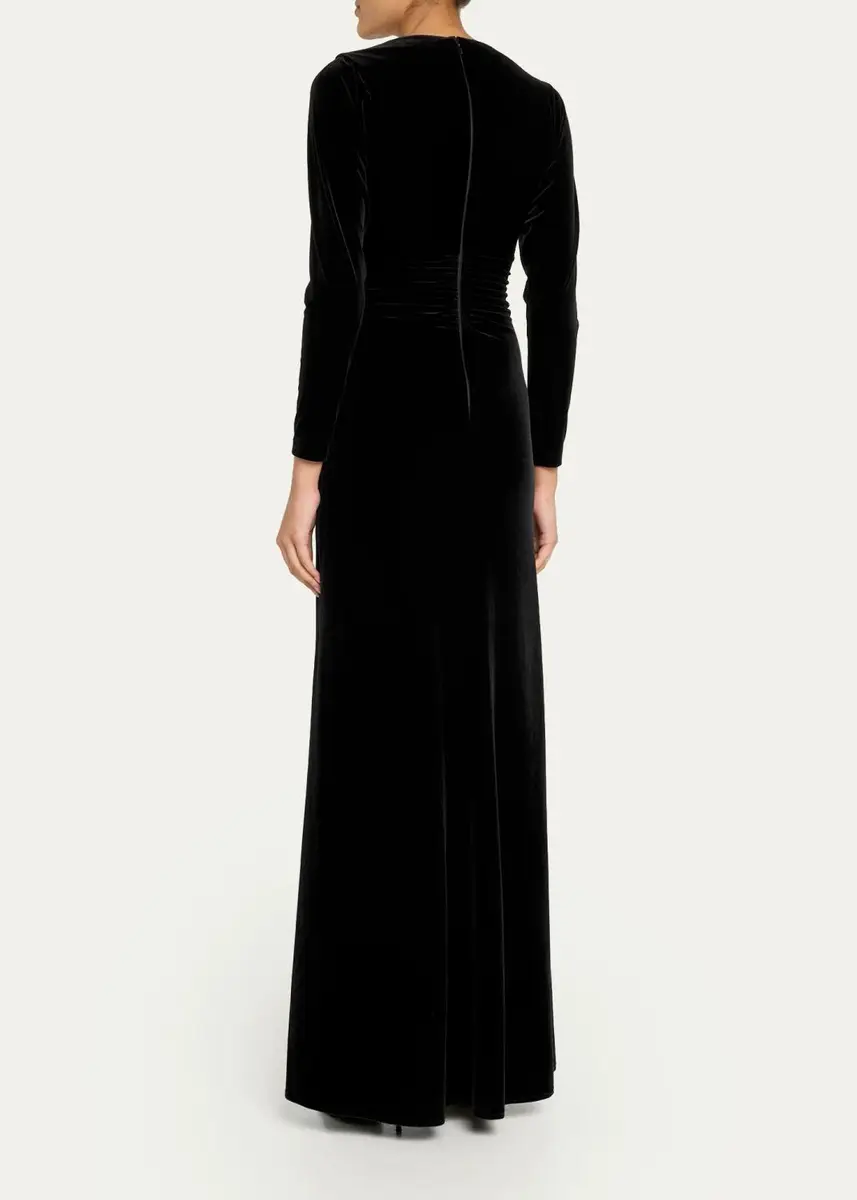 Rickie Freeman for Teri Jon Velvet Beaded Accent A-Line Gown | Thumbnail 3 Rickie Freeman for Teri Jon Velvet Beaded Accent A-Line Gown | Thumbnail 3