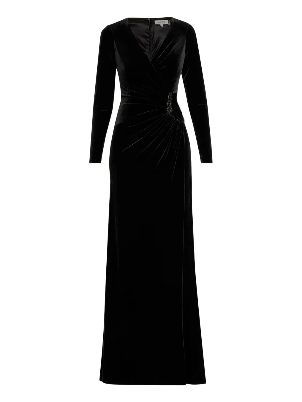 Velvet Beaded Accent A-Line Gown Velvet Beaded Accent A-Line Gown