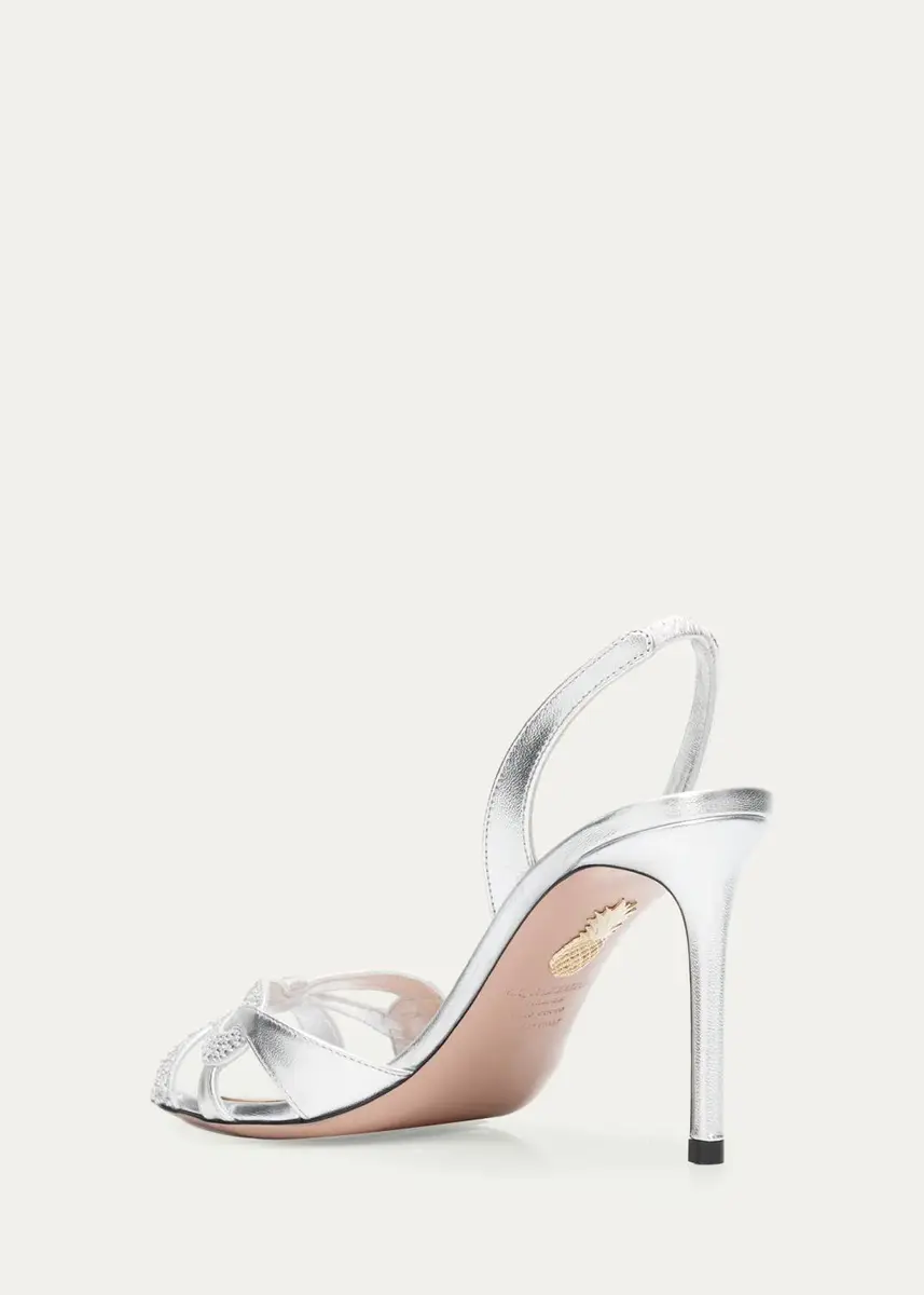 Aquazzura 85mm Ribbon Kiss Metallic Leather Sandals | Thumbnail 2 Aquazzura 85mm Ribbon Kiss Metallic Leather Sandals | Thumbnail 2
