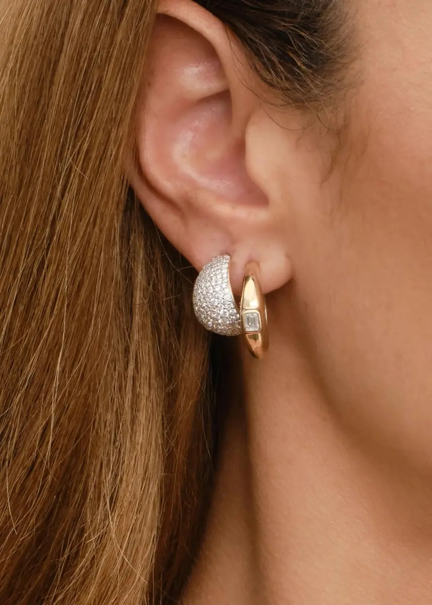 Lana 14K Wide Diamond Huggie Earrings | Thumbnail 2