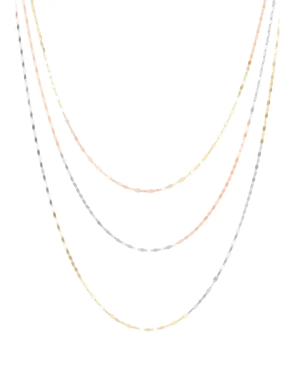 Lana 14K Tricolor Gold Triple-Strand Blake Chain Necklace | Thumbnail 2 Lana 14K Tricolor Gold Triple-Strand Blake Chain Necklace | Thumbnail 2