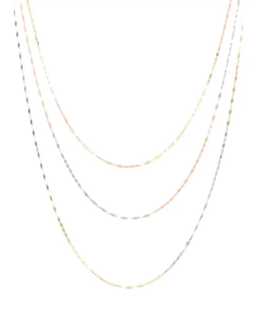 Lana 14K Tricolor Gold Triple-Strand Blake Chain Necklace