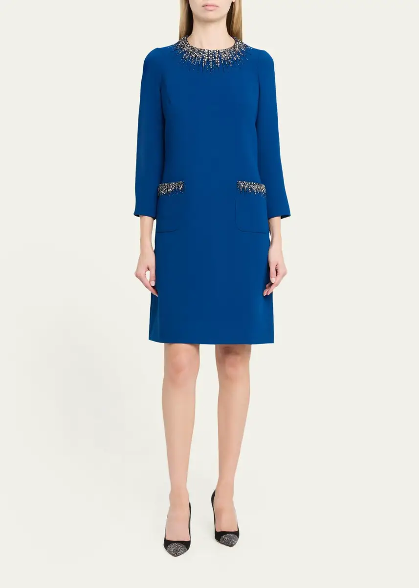 Rickie Freeman for Teri Jon Rhinestone-Trim Crepe Dress | Thumbnail 2 Rickie Freeman for Teri Jon Rhinestone-Trim Crepe Dress | Thumbnail 2