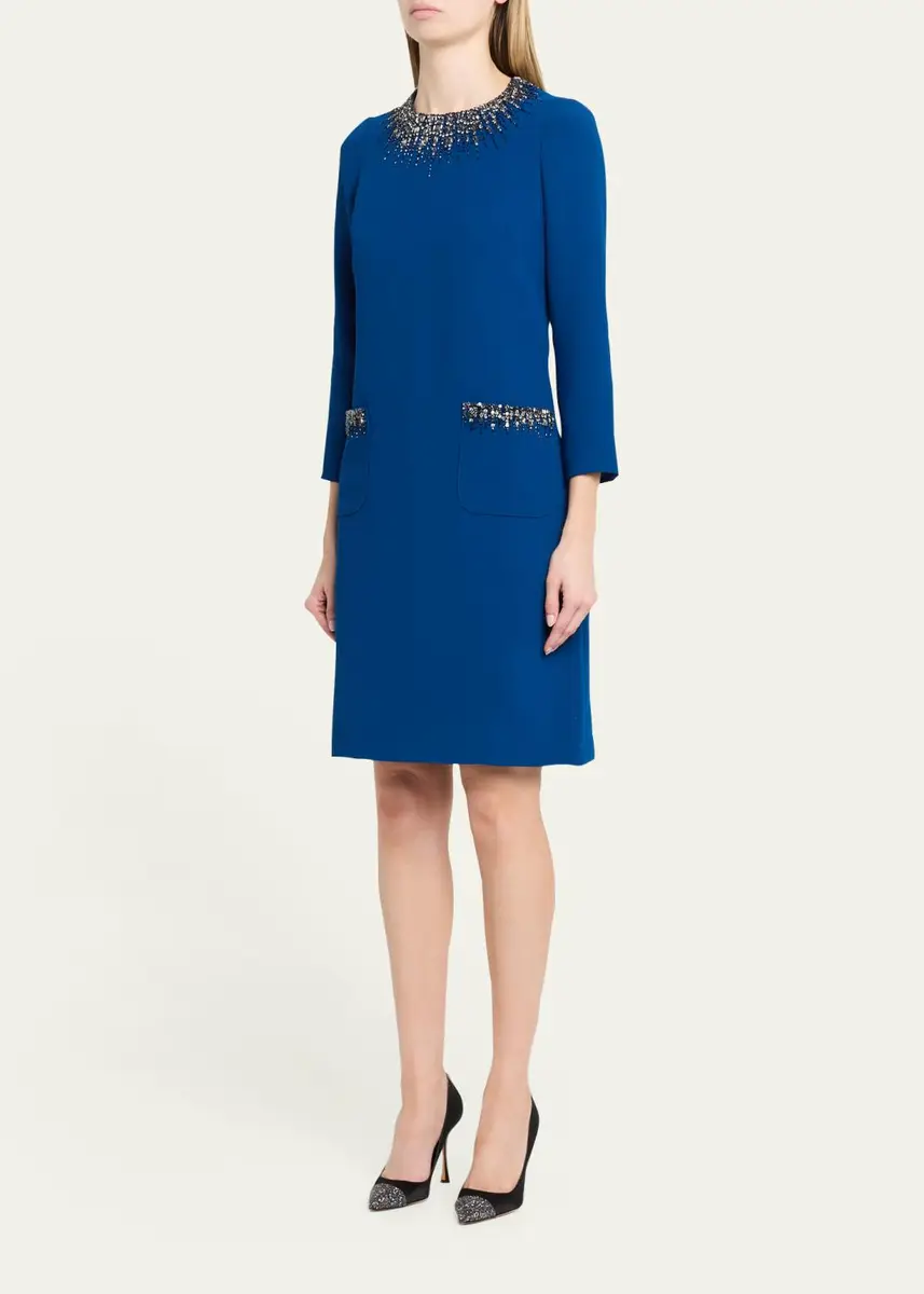 Rickie Freeman for Teri Jon Rhinestone-Trim Crepe Dress | Thumbnail 4 Rickie Freeman for Teri Jon Rhinestone-Trim Crepe Dress | Thumbnail 4