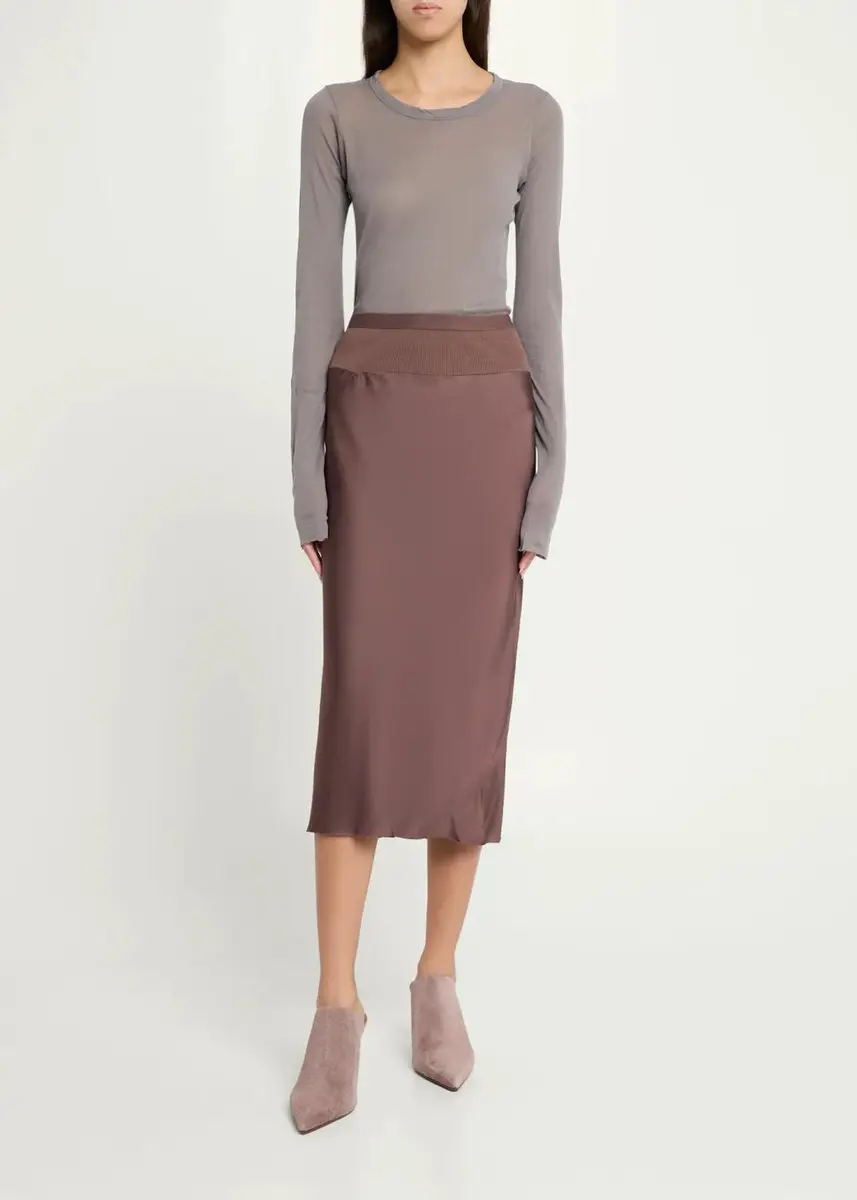 Rick Owens Satin Bias Midi-Skirt | Thumbnail 2 Rick Owens Satin Bias Midi-Skirt | Thumbnail 2