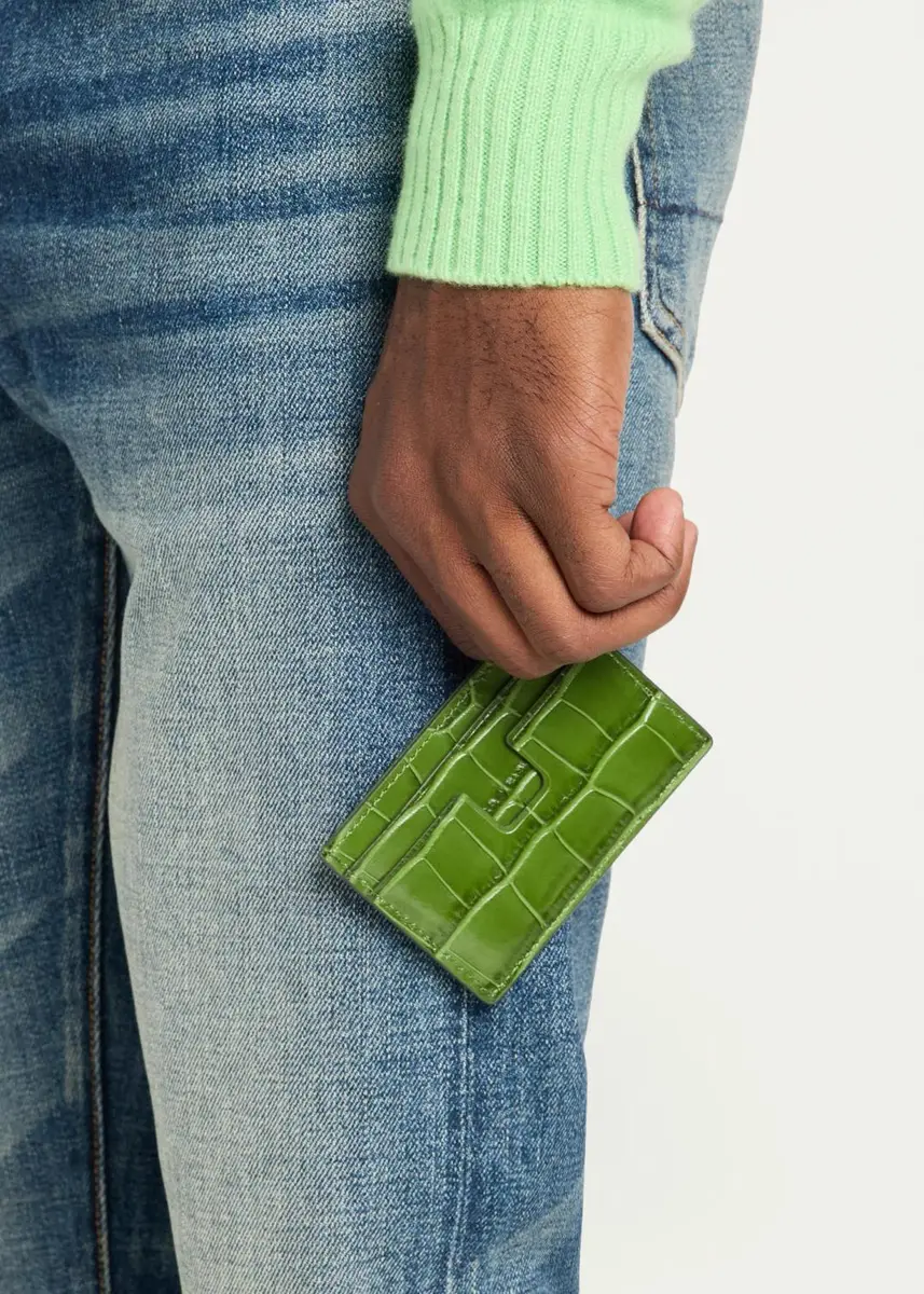 Tom Ford Men's Croc-Effect Leather T-Line Card Holder | Thumbnail 2