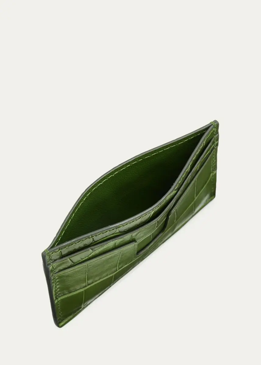 Tom Ford Men's Croc-Effect Leather T-Line Card Holder | Thumbnail 3