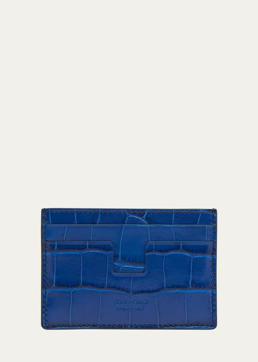 Tom Ford Men's Croc-Effect Leather T-Line Card Holder | Thumbnail 5