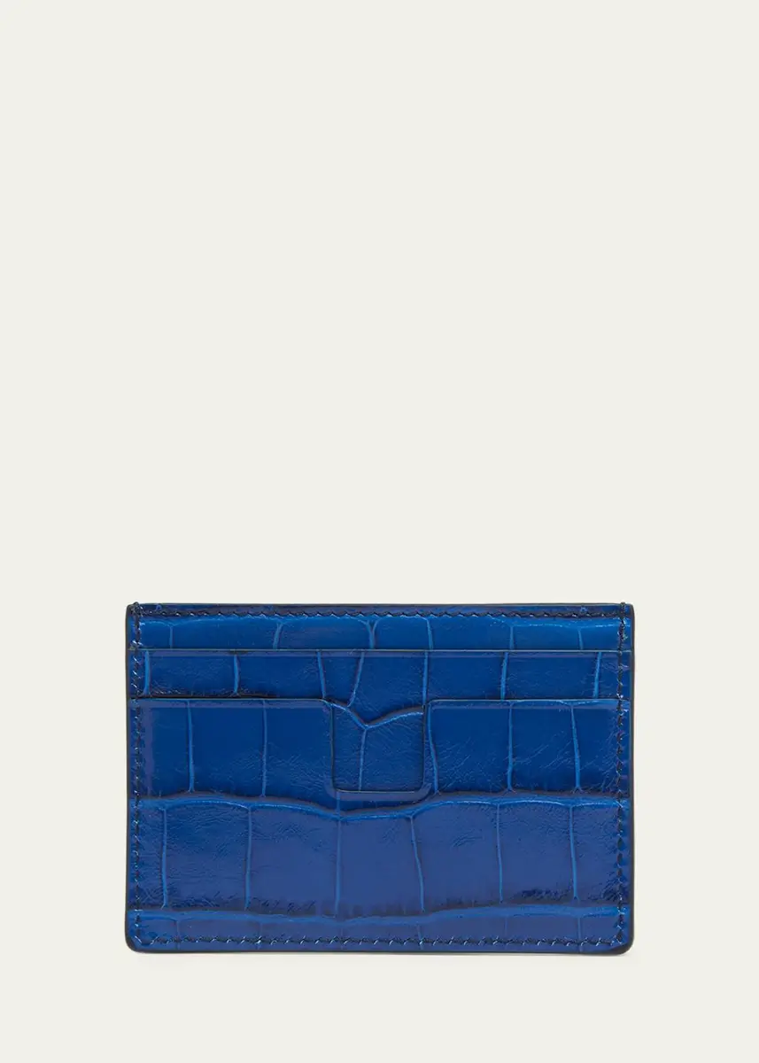 Tom Ford Men's Croc-Effect Leather T-Line Card Holder | Thumbnail 8