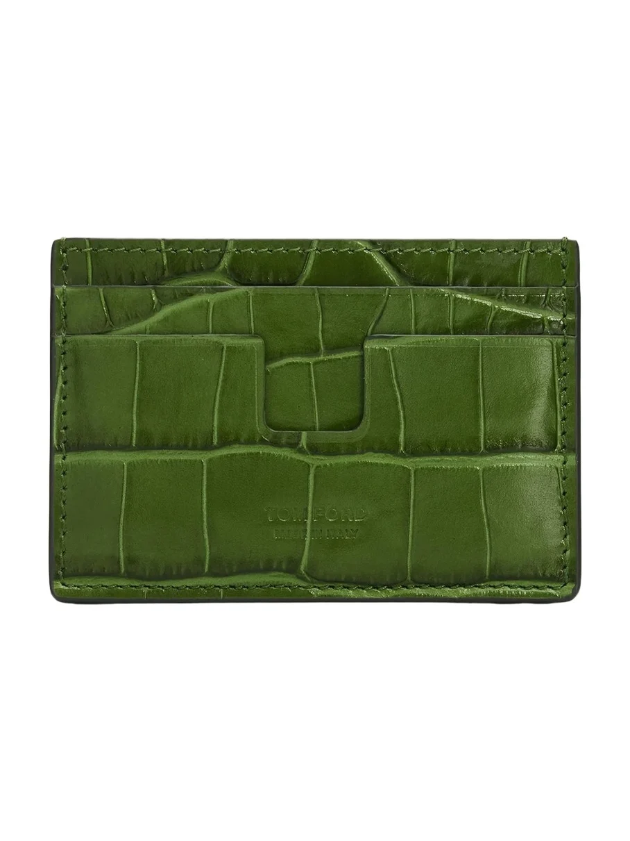 Tom Ford Men's Croc-Effect Leather T-Line Card Holder