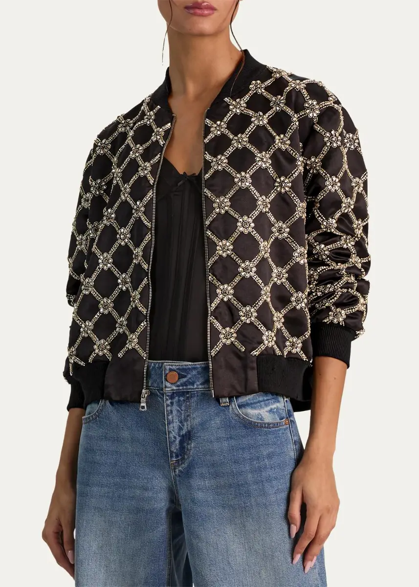 Alice + Olivia Willie Embellished Bomber Jacket | Thumbnail 4