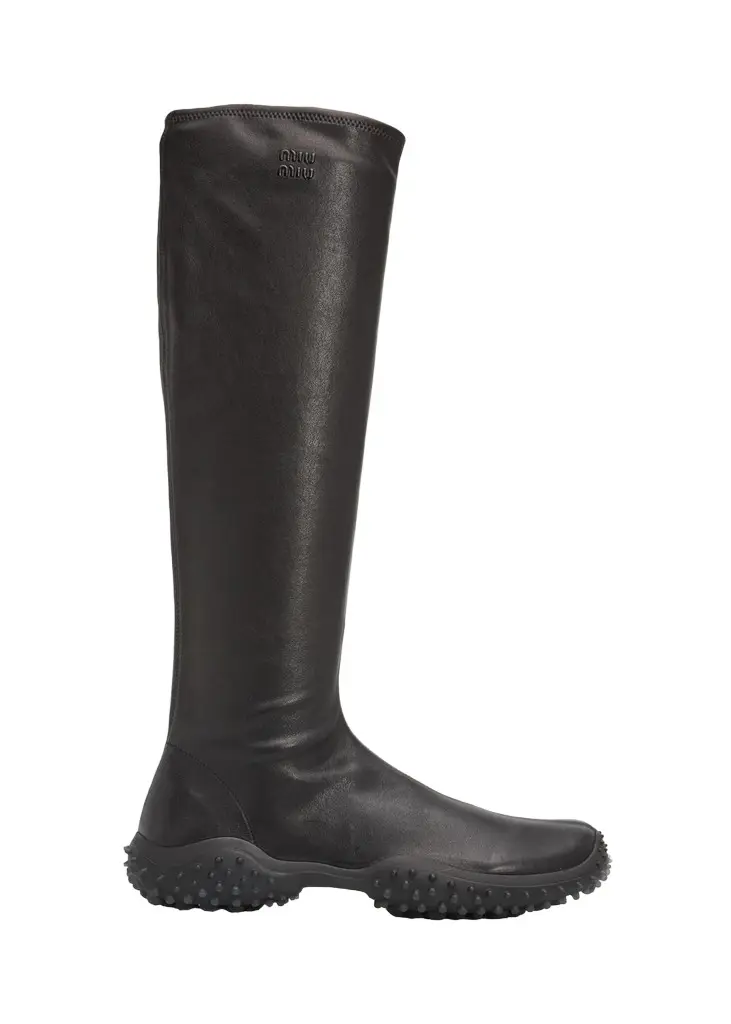 Miu Miu 40mm Bubble Leather Knee-High Boots