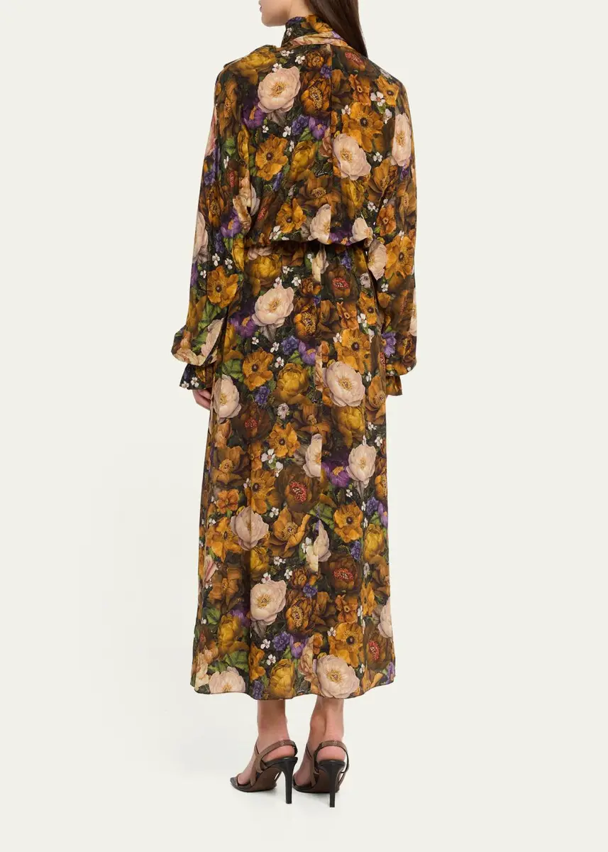 Adam Lippes Seraphina Silk Long-Sleeve Floral Dress | Thumbnail 3