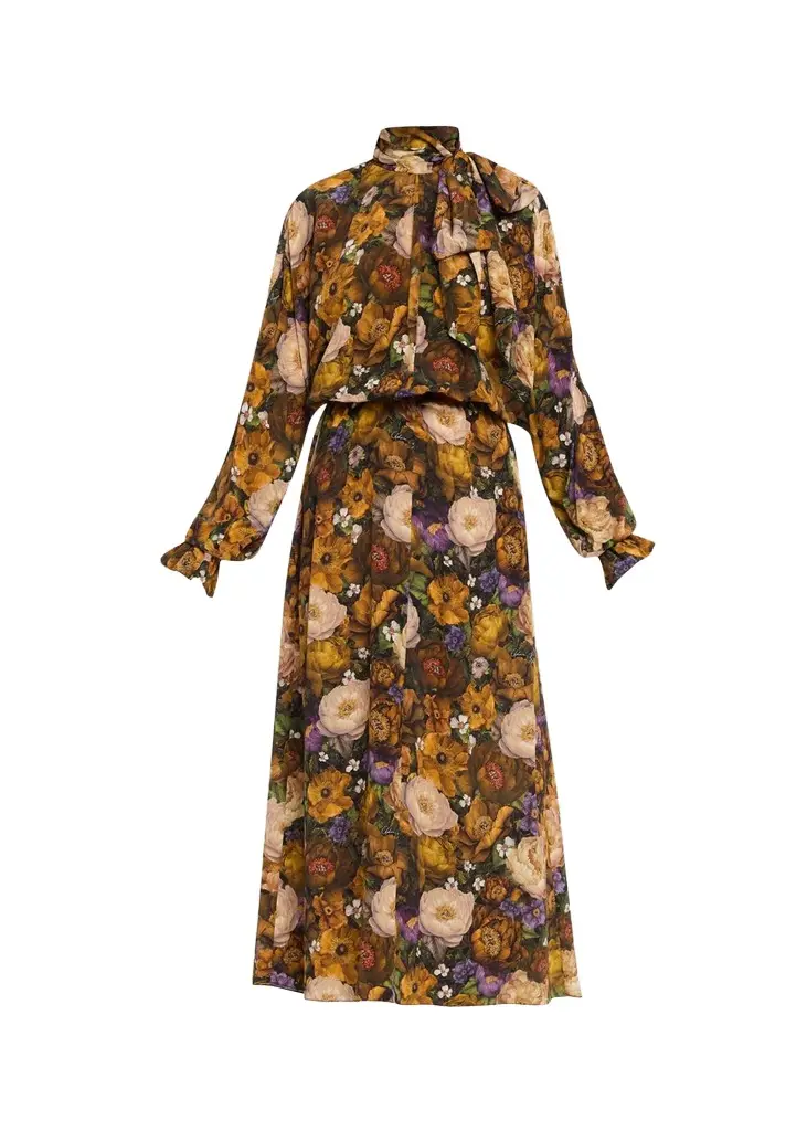 Seraphina Silk Long-Sleeve Floral Dress Seraphina Silk Long-Sleeve Floral Dress
