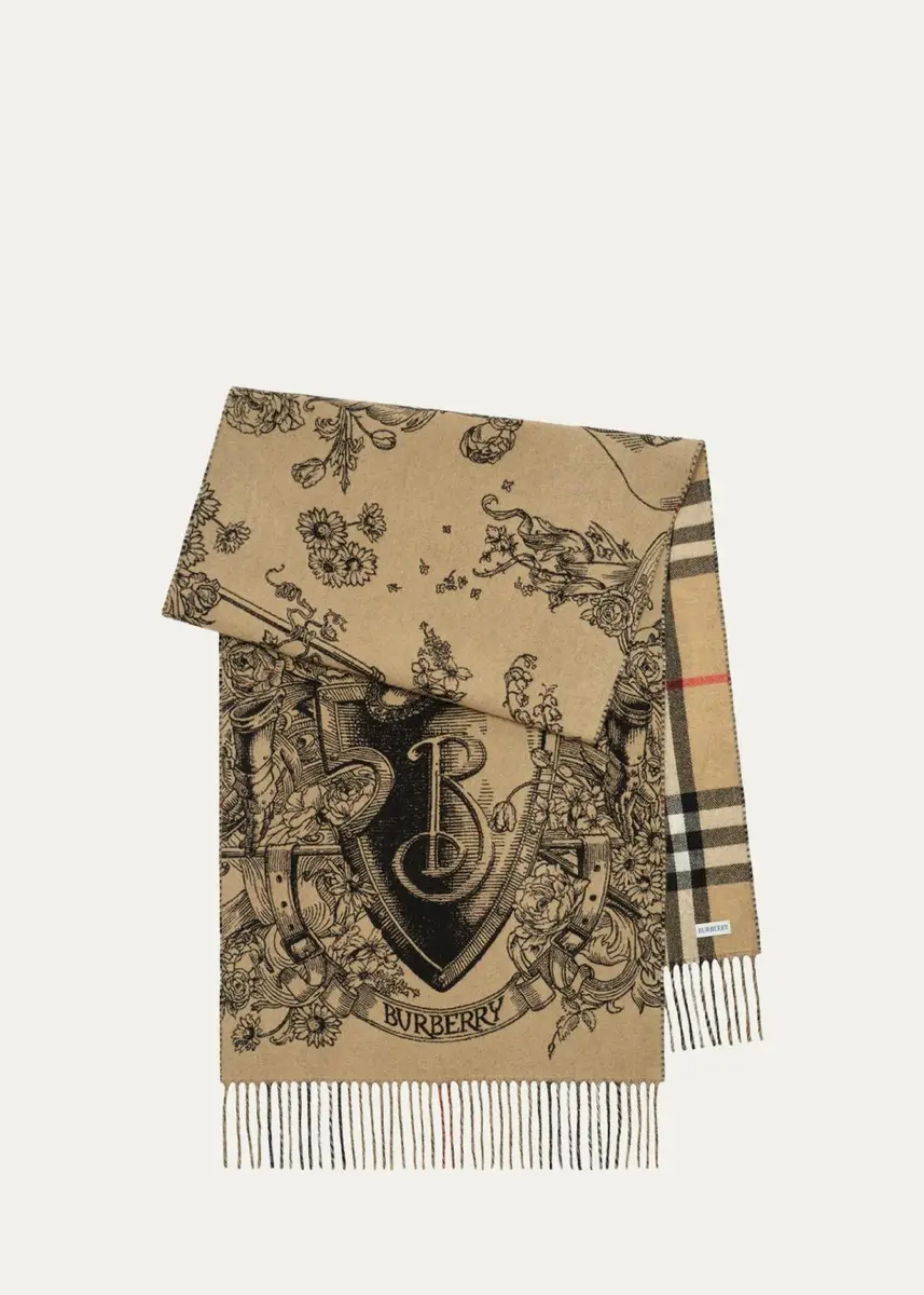 Burberry Men's Reversible Etched Knight Cashmere Scarf | Thumbnail 2