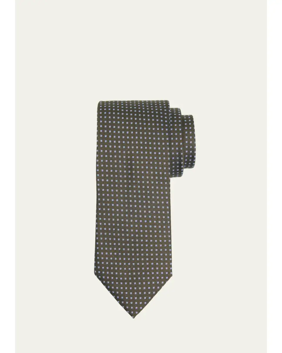 Zegna Men's Geometric Jacquard Silk Tie | Thumbnail 2 Zegna Men's Geometric Jacquard Silk Tie | Thumbnail 2