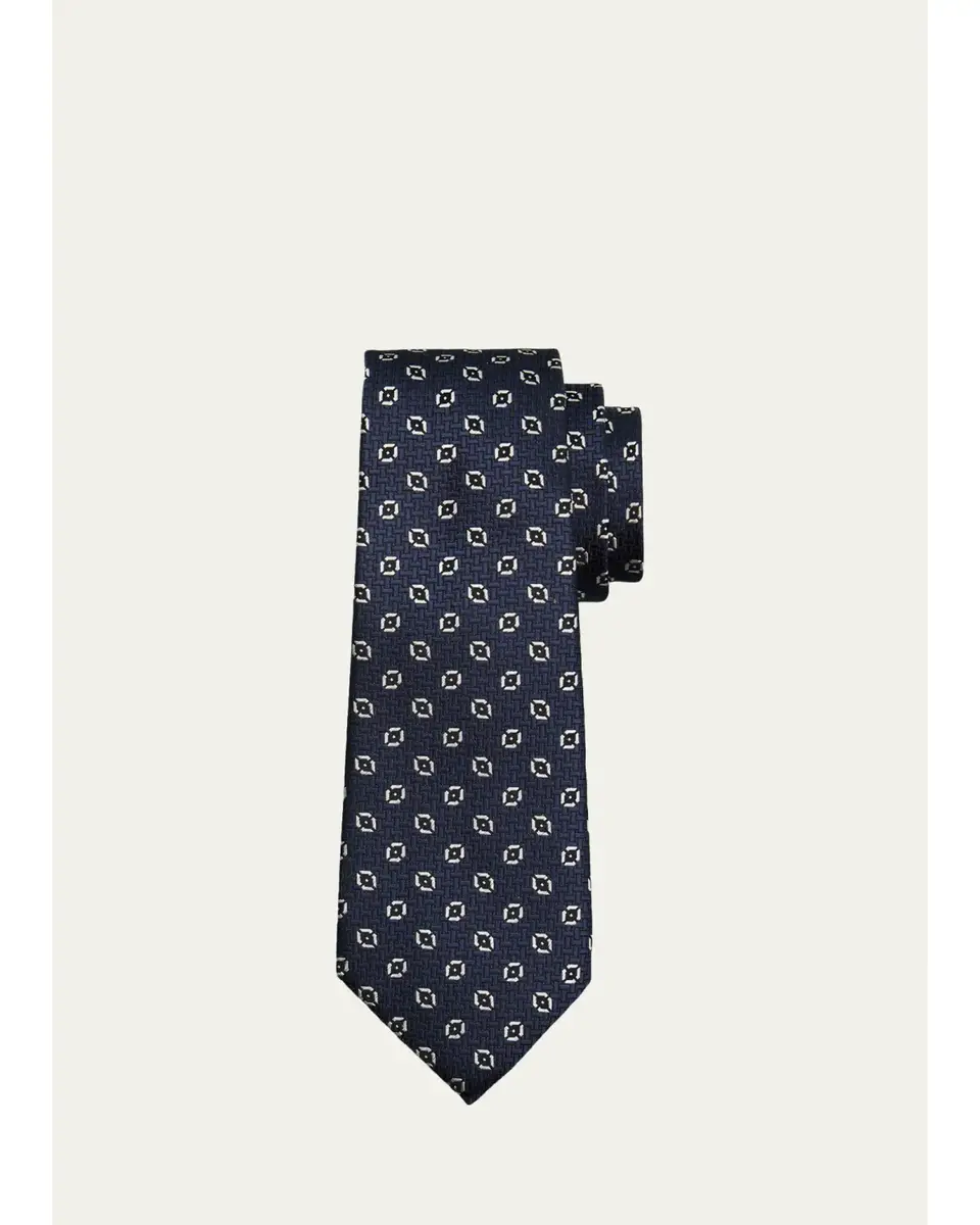 Zegna Men's Geometric Jacquard Silk Tie | Thumbnail 3 Zegna Men's Geometric Jacquard Silk Tie | Thumbnail 3