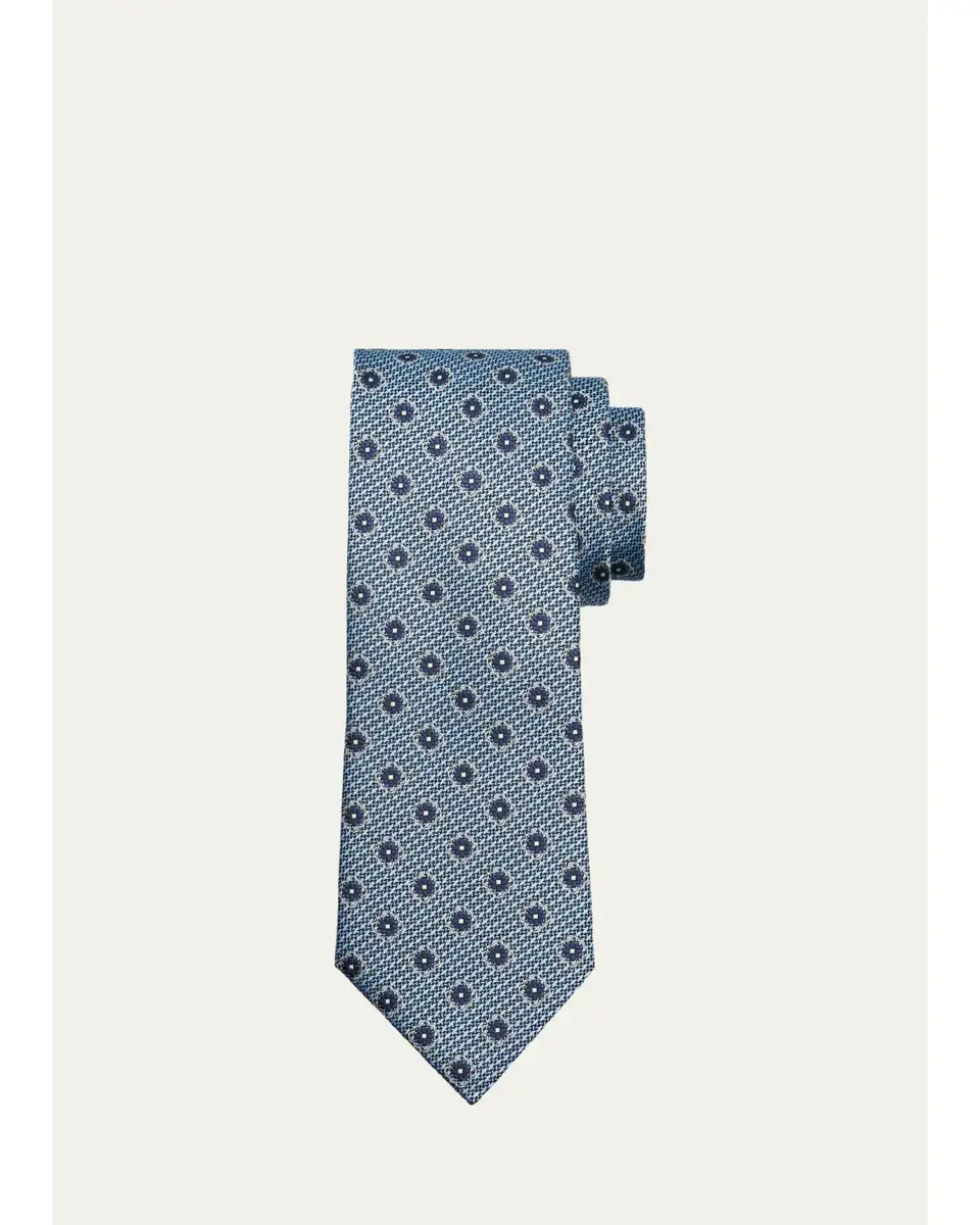 Zegna Men's Geometric Jacquard Silk Tie | Thumbnail 4 Zegna Men's Geometric Jacquard Silk Tie | Thumbnail 4