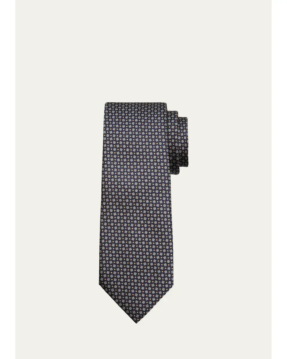 Zegna Men's Geometric Jacquard Silk Tie | Thumbnail 5 Zegna Men's Geometric Jacquard Silk Tie | Thumbnail 5