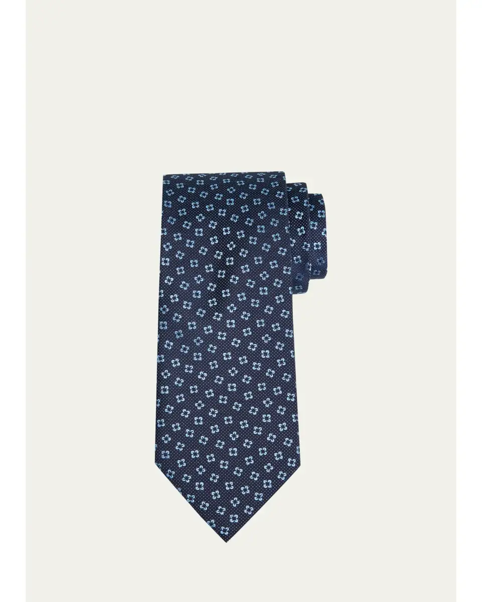 Zegna Men's Micro-Dot Floral Silk Tie | Thumbnail 2 Zegna Men's Micro-Dot Floral Silk Tie | Thumbnail 2
