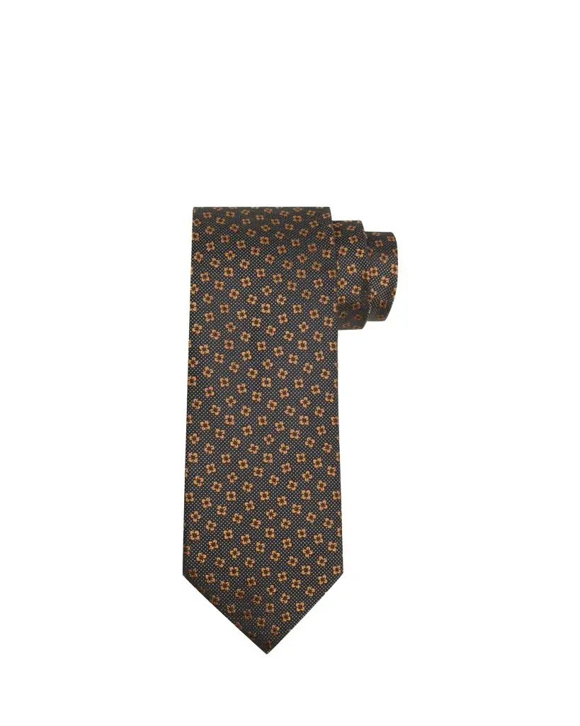 Zegna Men's Micro-Dot Floral Silk Tie